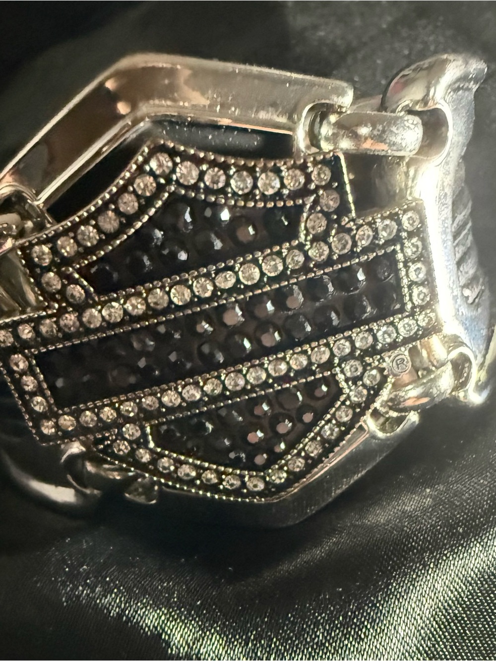Harley-Davidson Women’s Shameless Embellished Cuff Bracelet Silver Tone